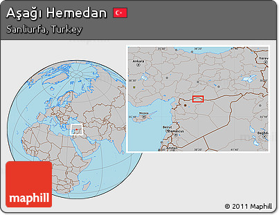 Gray Location Map of Aşağı Hemedan