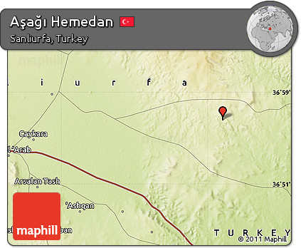 Physical Map of Aşağı Hemedan