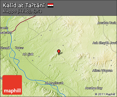 Physical Map of Kalīd At Taḩtānī