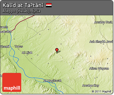 Physical Map of Kalīd At Taḩtānī