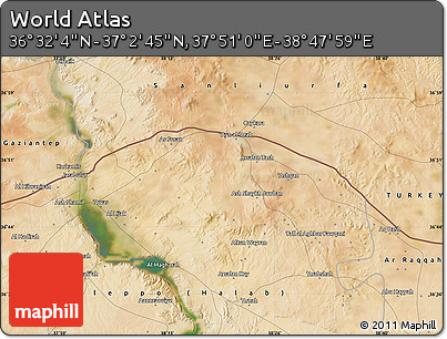 Satellite Map of the Area around 36° 47' 25" N, 38° 19' 30" E