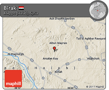Shaded Relief Map of Bīrak