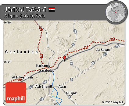 Shaded Relief Map of Jārīkhl Taḩtānī