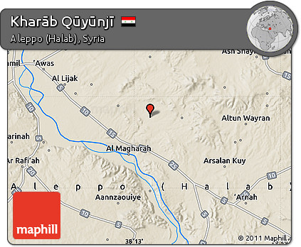 Shaded Relief Map of Kharāb Qūyūnjī