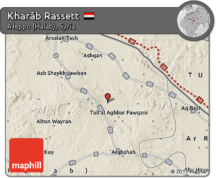 Shaded Relief Map of Kharāb Rassett