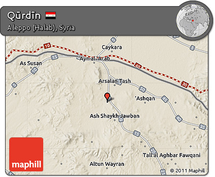 Shaded Relief Map of Qūrdīn
