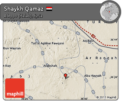 Shaded Relief Map of Shaykh Qamaz