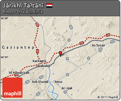 Shaded Relief Map of Jārīkhl Taḩtānī