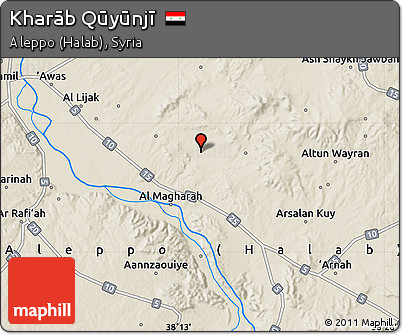 Shaded Relief Map of Kharāb Qūyūnjī