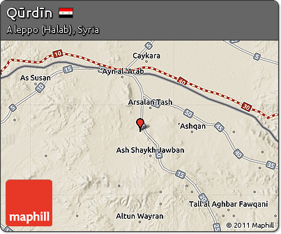 Shaded Relief Map of Qūrdīn