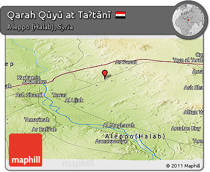Physical Panoramic Map of Qarah Qūyū At Taḩtānī