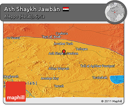 Political Panoramic Map of Ash Shaykh Jawbān