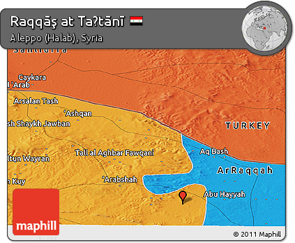 Political Panoramic Map of Raqqāş At Taḩtānī