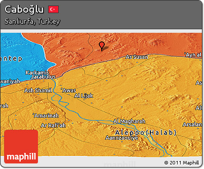 Political Panoramic Map of Caboğlu