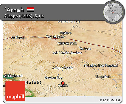 Satellite Panoramic Map of `Arnah
