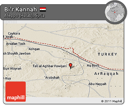 Shaded Relief Panoramic Map of Bi'r Kannah