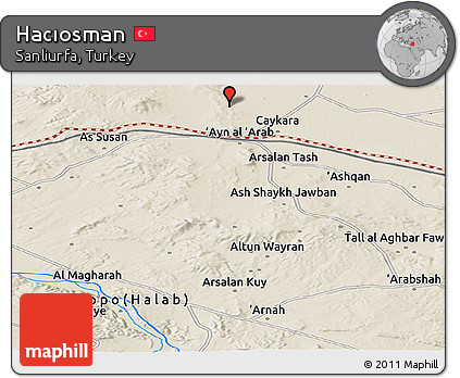 Shaded Relief Panoramic Map of Hacıosman