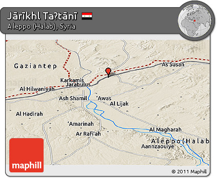 Shaded Relief Panoramic Map of Jārīkhl Taḩtānī
