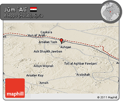 Shaded Relief Panoramic Map of Jūm `Alī
