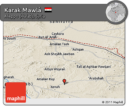 Shaded Relief Panoramic Map of Karak Mawlá