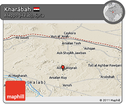 Shaded Relief Panoramic Map of Kharābah
