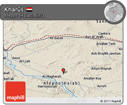 Shaded Relief Panoramic Map of Kharūs