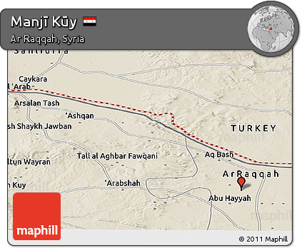 Shaded Relief Panoramic Map of Manjī Kūy