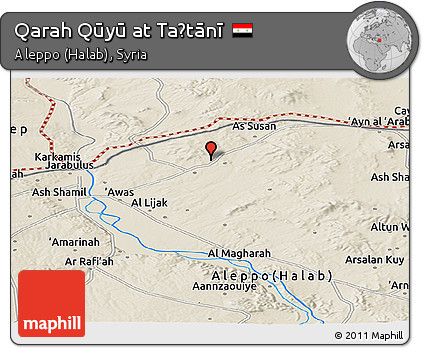 Shaded Relief Panoramic Map of Qarah Qūyū At Taḩtānī