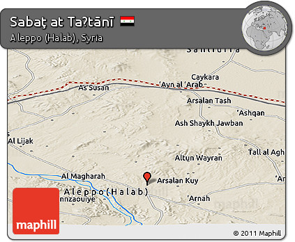Shaded Relief Panoramic Map of Sabaţ At Taḩtānī