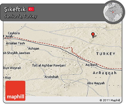 Shaded Relief Panoramic Map of Şikeftik