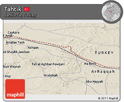 Shaded Relief Panoramic Map of Tahtik