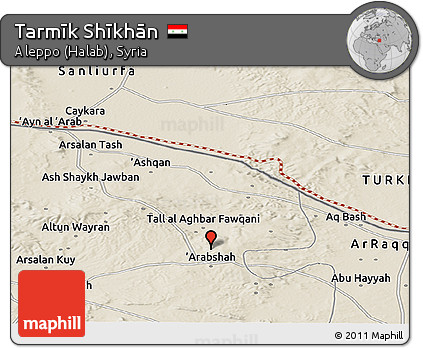 Shaded Relief Panoramic Map of Tarmīk Shīkhān