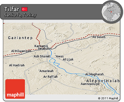 Shaded Relief Panoramic Map of Tilfar