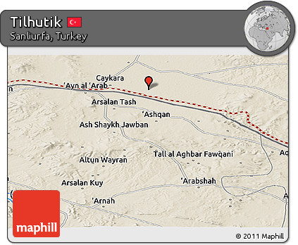 Shaded Relief Panoramic Map of Tilhutik