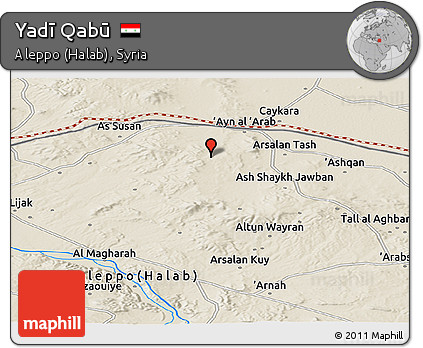 Shaded Relief Panoramic Map of Yadī Qabū