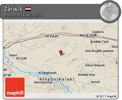 Shaded Relief Panoramic Map of Zārwīk