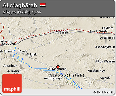 Shaded Relief Panoramic Map of Al Maghārah