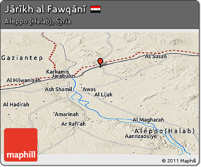 Shaded Relief Panoramic Map of Jārīkh Al Fawqānī