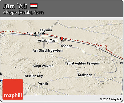 Shaded Relief Panoramic Map of Jūm `Alī