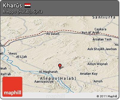 Shaded Relief Panoramic Map of Kharūs