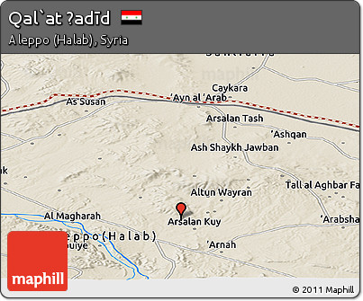 Shaded Relief Panoramic Map of Qal`at Ḩadīd