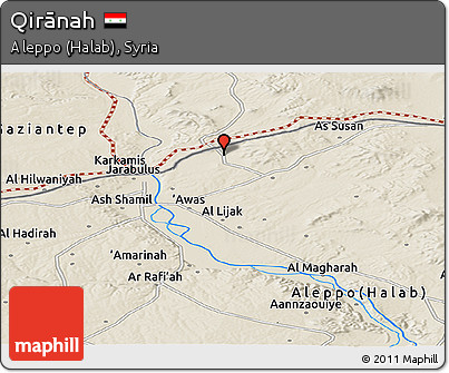 Shaded Relief Panoramic Map of Qirānah