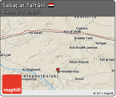 Shaded Relief Panoramic Map of Sabaţ At Taḩtānī