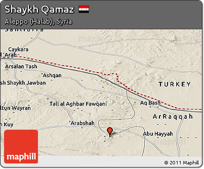 Shaded Relief Panoramic Map of Shaykh Qamaz