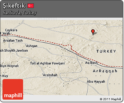 Shaded Relief Panoramic Map of Şikeftik