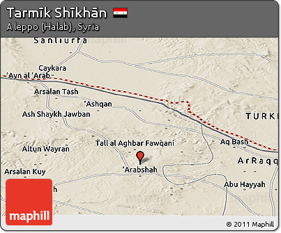 Shaded Relief Panoramic Map of Tarmīk Shīkhān