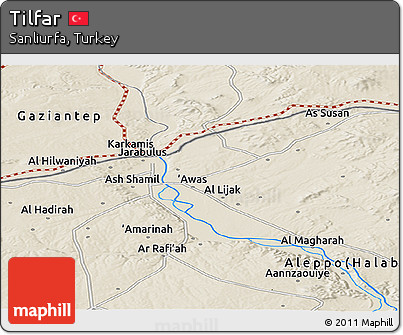 Shaded Relief Panoramic Map of Tilfar