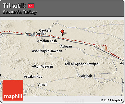 Shaded Relief Panoramic Map of Tilhutik