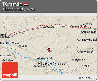 Shaded Relief Panoramic Map of Tūramān