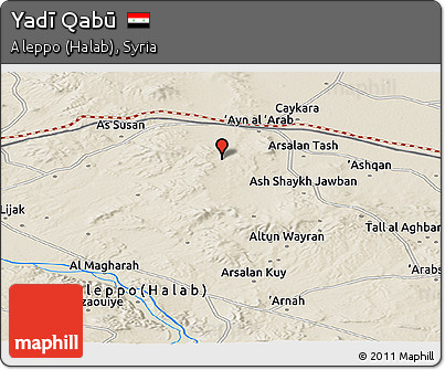 Shaded Relief Panoramic Map of Yadī Qabū